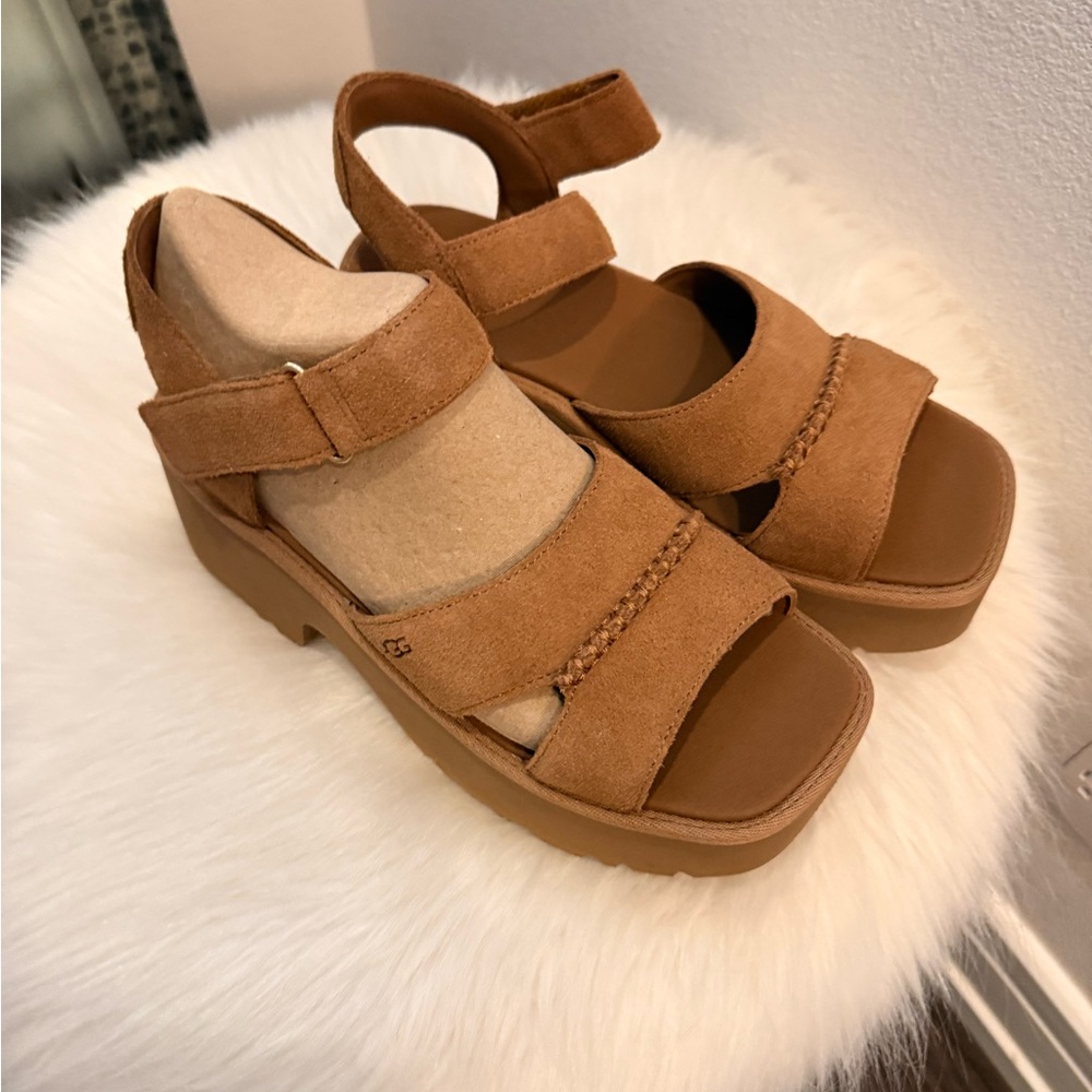 UGG Women's Brown Suede Platform Sandals - Picture 3 of 7